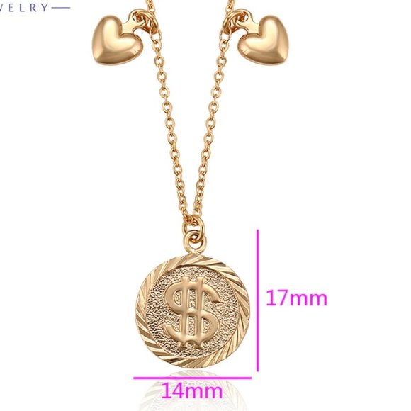 Gorgeous Hearts&Coin 18KGP Necklace - Picture 2 of 10